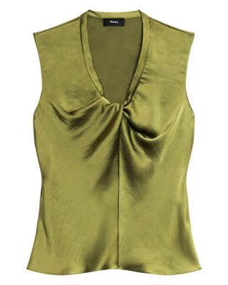 Twist Neck Blouse in Crushed Satin