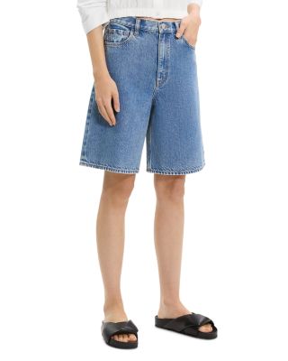  High Waisted Relaxed Long Shorts in Cotton-Blend