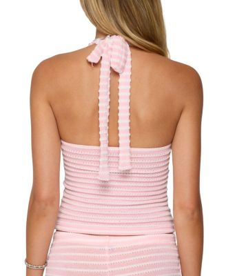 Lovina Textured Striped Halter Top