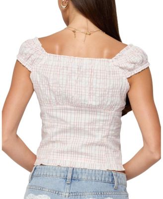 Edikted Dolsy Plaid Button Up Top