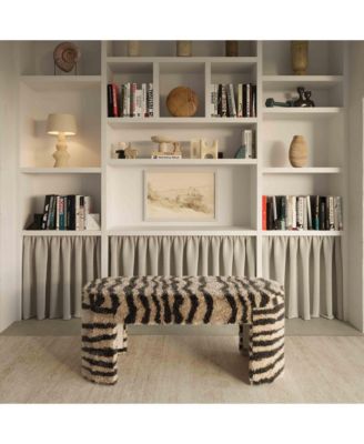 Zebra Brown Striped Tufted Bench