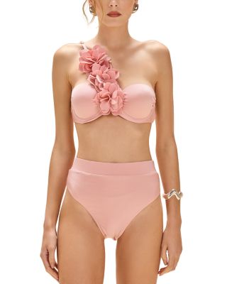 PatBO - Floral Appliqu&eacute; Bikini Top & High Waist Bottom