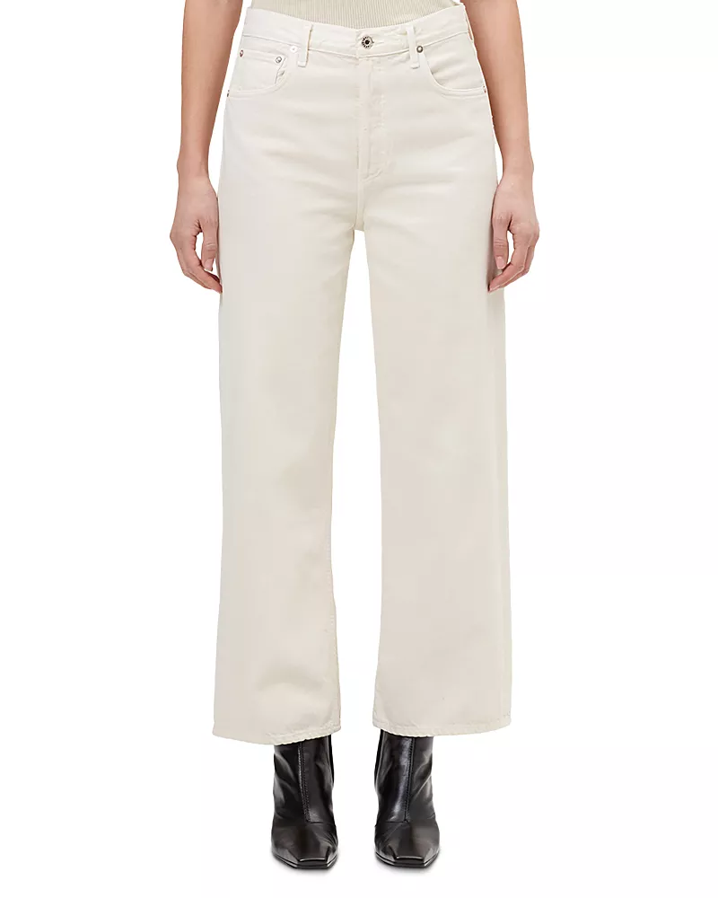 Agolde Ren High Rise Wide Leg Ankle Jeans in Brown Rice