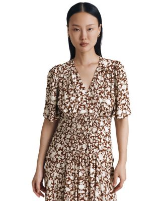 Minnie Crepe Printed Shirred Tea Dress