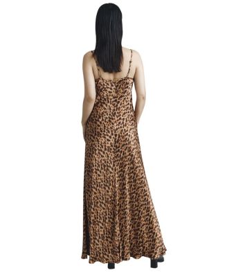Eden Leopard Satin Maxi Slip Dress