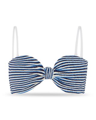 Textured Striped Bandeau Bikini Top