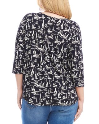 Plus Size 3/4 Sleeve Shirttail Top	