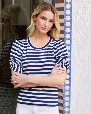 Stripe Twist Sleeve Top