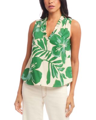 Sleeveless Ruffle Trim Top