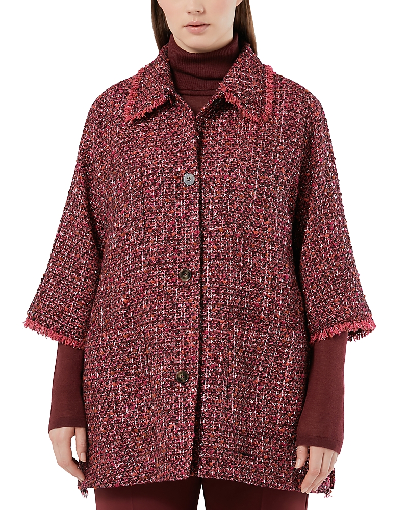 Marina Rinaldi Fringe Trim Jacket In Multi
