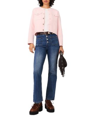 Topstitched Cropped Cardigan