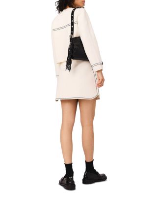 Short Topstitched Knit Skirt