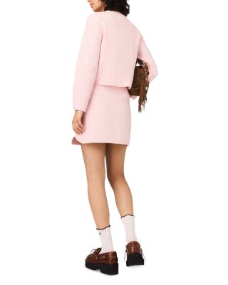 Short Topstitched Knit Skirt