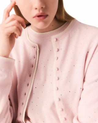 Wool Cardigan with Rhinestones