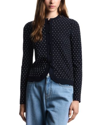 Emporio Armani Striped and Polka Dot Jacquard Motif Cardigan