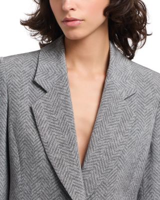 Viscose and Wool Blend Chevron Blazer
