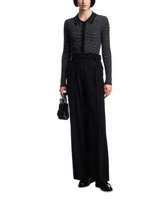 Ribbed and Striped Button Up Cardigan Sweater