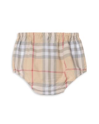 Girls' Check Trim Cotton Dress with Bloomers - Baby