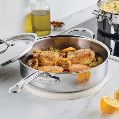 ProBond Luxe 3.5 Quart Professional Clad Stainless Steel Saute Pan with Lid