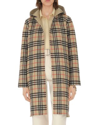 Reversible Wool Hooded Wrap Coat