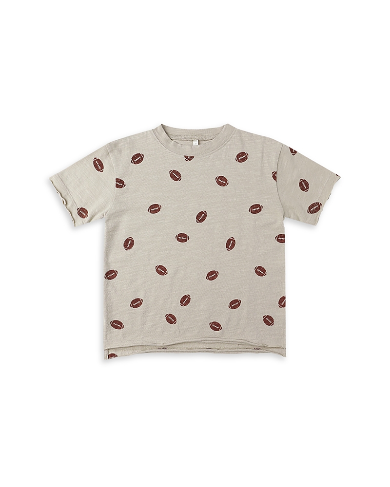 Rylee + Cru Boys' Football Print Raw Edge Tee - Little Kid In Gray