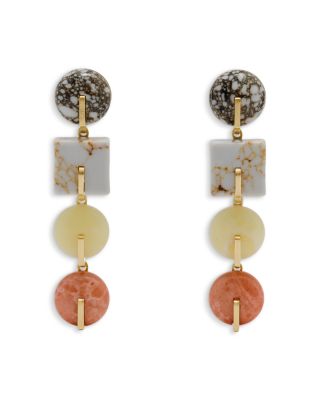 Cult Gaia - Laguna Multicolor Stone Clip On Linear Drop Earrings