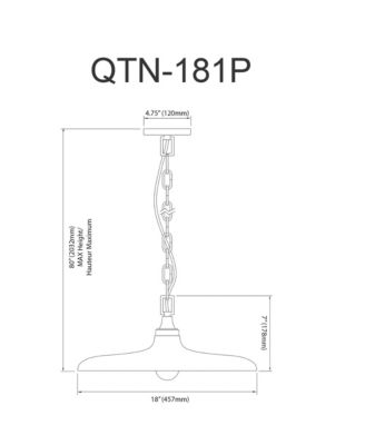 Quentin 1 Light Pendant - 18&amp;quot;