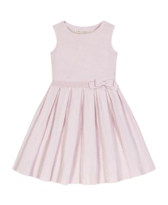 Hope & Henry - Heirloom Girls' Organic Sleeveless Pleated Sweater Dress with Bow - Little Kid, Big Kid