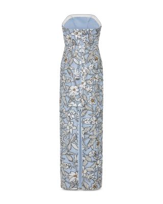 Magnolia Silver Floral Sequins Maxi Dress