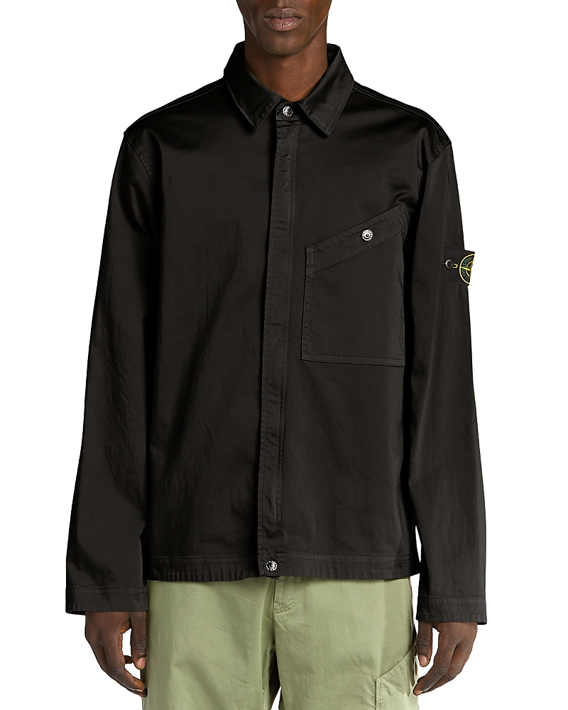 Stone Island Shade Zip Front Shirt Jacket In Black