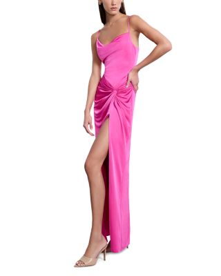 Cowl Neck Draped Gown with Twist
