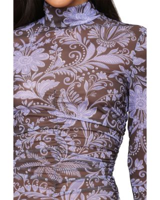 Mock Neck Side Ruched Top
