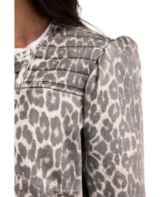 Women's Leopard Print Denim Jacket