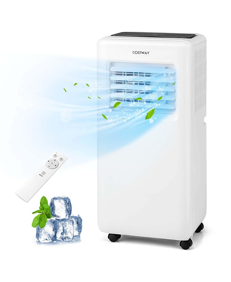 Costway 8000 Btu Portable Air Conditioner 3 In 1 Air Cooler With Fan & Dehumidifier 5000 Btu(8000btu Ashrae) In White