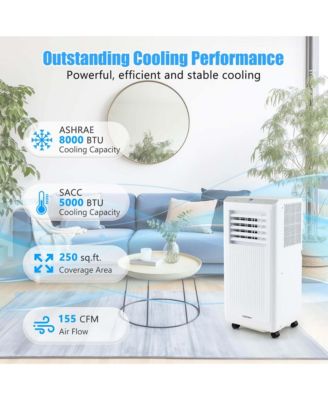  8000 BTU Portable 3-in-1 Freestanding Air Conditioner with Dehumidifier 5000 BTU