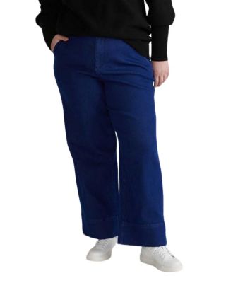  Women's Plus Katie High Rise Crossover Jeans in Blue Wash