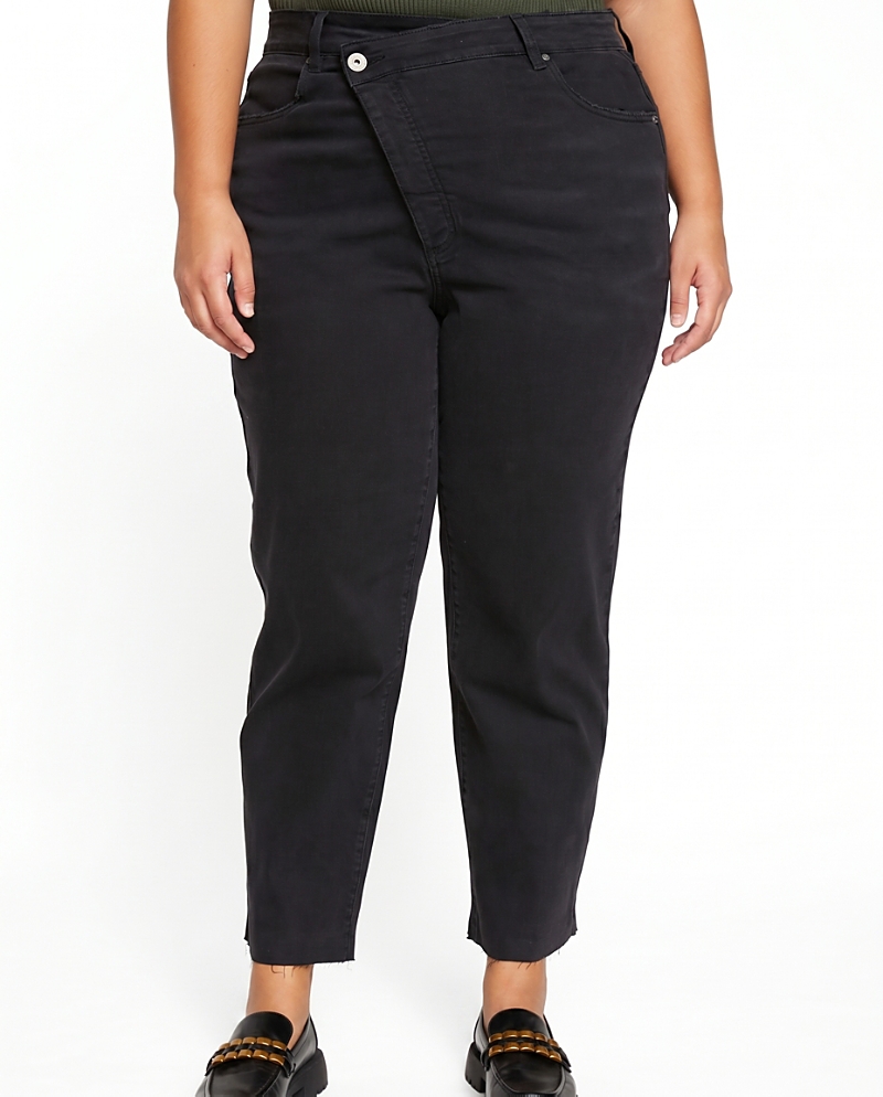 Universal Standard Women's Plus Katie High Rise Crossover Jeans in Blue Wash