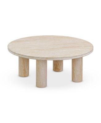  Amora Faux Travertine Indoor/Outdoor 32 inch Round Accent Table