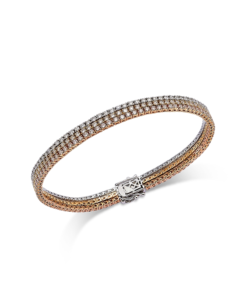 Bloomingdale's Fine Collection Diamond Triple Row Tennis Bracelet in 14K Tricolor Gold, 4.75 tcw