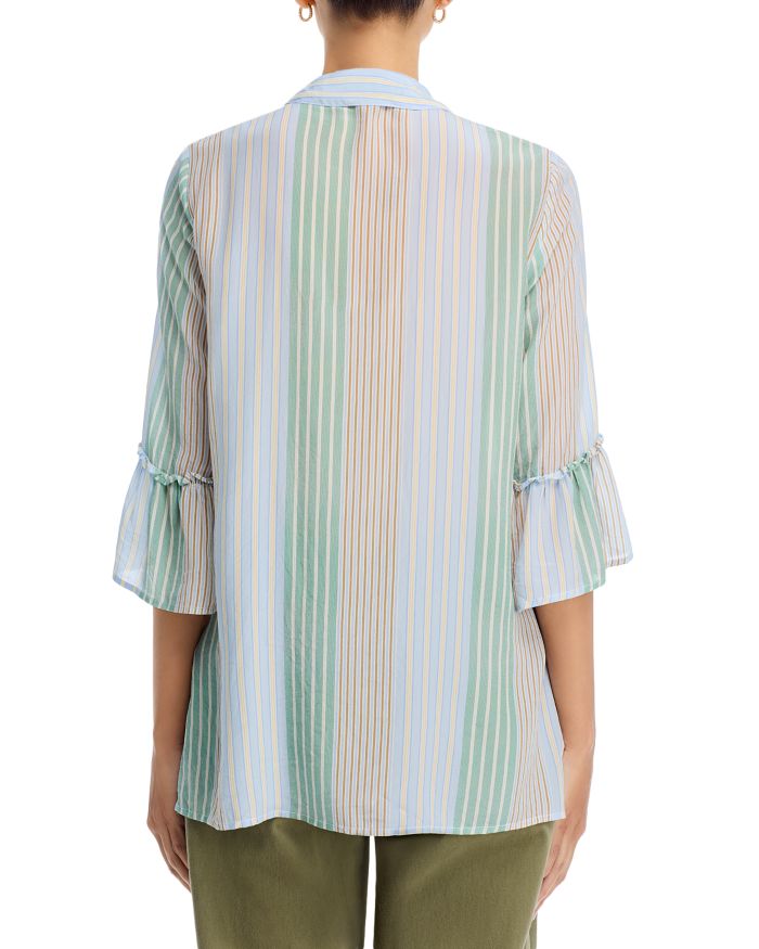 Silk Floral Ruffle Cuff Blouse