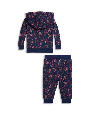 Girls' Floral Fleece Full Zip Hoodie & Pant Set - Baby