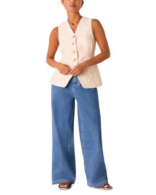Petite Linen Stripe Vest
