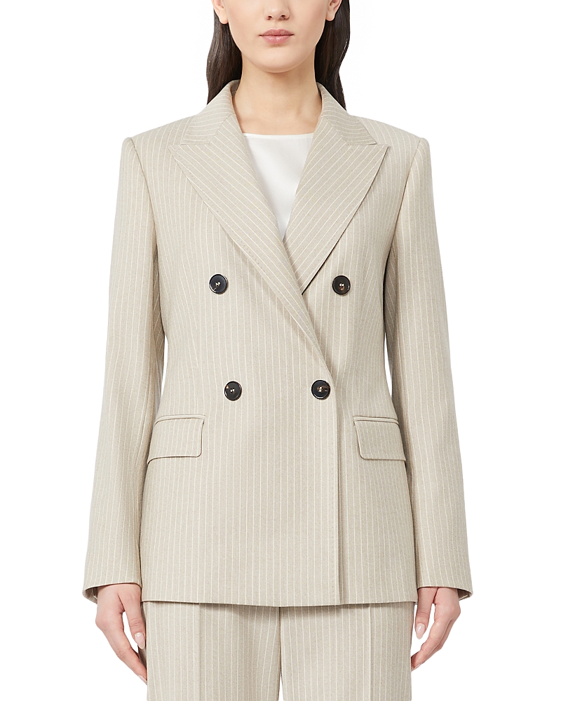 Max Mara Wool Blend Flannel Blazer In Nude