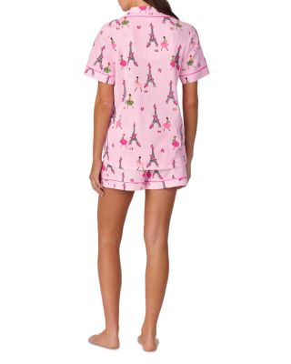 Eiffel Tower Print Shorty Pajama Set