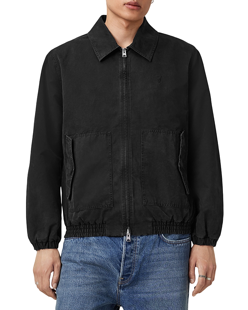 Allsaints Holman Ramskull Cropped Jacket In Black