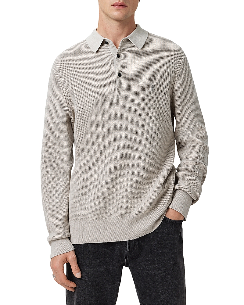 Allsaints Aspen Long Sleeve Polo Sweater In Gray