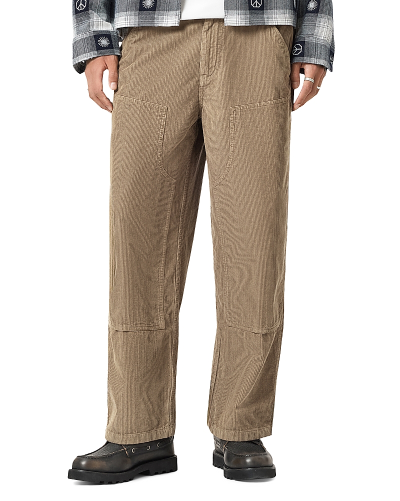 Allsaints Mens Gull Brown Dunstan Straight-leg Corduroy Trousers In Neutral