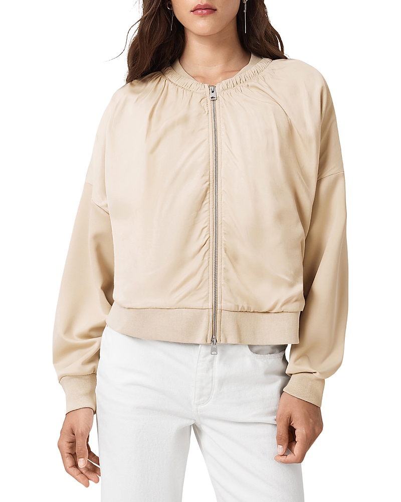 Allsaints Mirri Jersey Bomber Jacket In Neutral