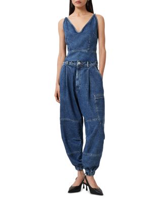 Sol Cargo High Rise Cropped Tapered Jeans in Mid Indigo
