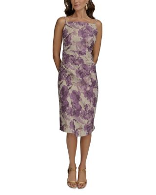 Floral Jacquard Midi Sheath Dress